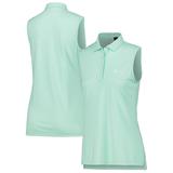 Women's Aqua Churchill Downs Butter Stripe Tri-Blend Sleeveless Polo