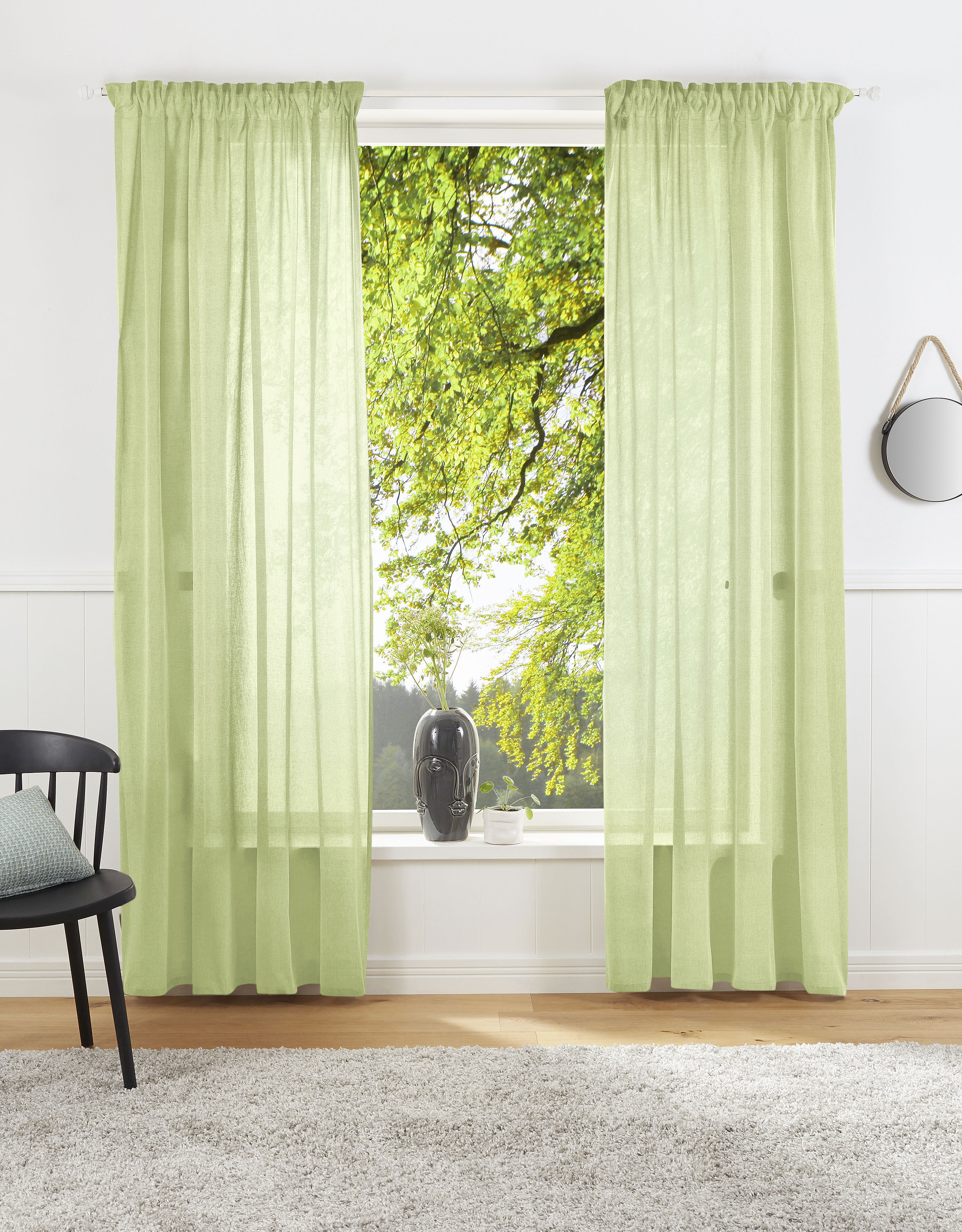 Vorhang "Lanea" Gr. 4, grün, B:135cm H:245cm, Baumwolle, Polyester, LEGER HOME BY LENA GERCKE, Gardinen, Leinenoptik, 1 Schal, verschiedene Größen