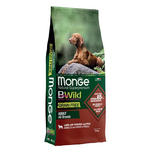 2 x 12 kg Monge Bwild Grain Free All Breeds lamb with Potatoes and Peas Hundefutter trocken