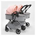 Double Pushchair Side by Side Pushchair Stroller for Twins,Twin Baby Pram Stroller,Double Stroller Infant and Toddler,Foldable Portable Tandem Umbrella Twins Stroller (Color : Pink-2)