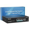 VIMIN 4 Port Gigabit PoE Switch with 1 Uplink Gigabit Ports, 5 Port Unmanaged Ethernet PoE Switch with 72W Power, Support IEEE802.3af/at, VLAN, Metal Housing, Desktop or Wall-Mount, Plug & Play