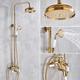 PLUIEX Shower system Gold Shower Faucet Bath Shower Mixer Tap 8 Rainfall Gold Shower head Bath Shower Set W/Hand Shower Bathtub Faucet Wall Mounted,Gold C Style