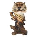 Ebros Gift Faux Wood Large Jungle Wildlife Orange Bengal Tiger Bust Statue 11" Tall Apex Predator Giant Cat Tiger Or Tigress Decorative Figurine