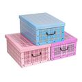Guaranteed4Less 3 Underbed Collapsible Cardboard Storage Boxes Lightweight With Lids & Handles (Set of 3 Tartan)