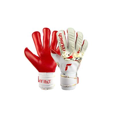 Torwarthandschuhe REUSCH "Attrakt Gold X GluePrint" Gr. 10, rot (weiß, rot) Damen Handschuhe Sporthandschuhe