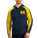 Men's G-III Sports by Carl Banks Navy Michigan Wolverines Neutral Zone Raglan Full-Zip Track Jacket Hoodie