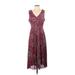 Just... Taylor Casual Dress - Midi V Neck Sleeveless: Red Dresses - Women's Size 2