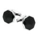 Sterling Silver Whitby Jet Octagon Shaped Cufflinks