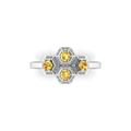 Honeycomb Hexagonal Cluster Engagement Ring | Hexagon Halo Yellow Sapphire Honeybee Bee