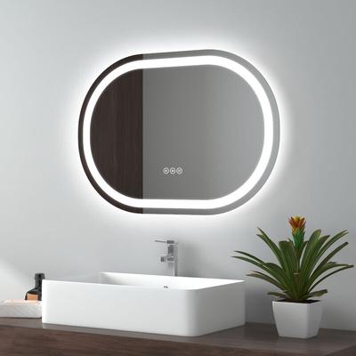 Badspiegel mit Beleuchtung Badezimmerspiegel Wandspiegel, Stil 6, 70x50cm, Ovaler Spiegel mit