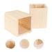 2 Pcs Single Compartments Wooden Container Pen Holder Office Organizer Unfinished Solid Color Case Pot for Home Office DIY Graffiti Random Style(Square Tube)