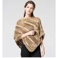 Echt Kaninchen Pelz Gestrickte Natürliche Pelz Poncho Weste Mode Wrap Mantel Schal Dame Schal