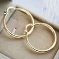 Gold Plated Filled Earrings Women's Large Round Hoop Earrings Wedding Party Engagement Delicate