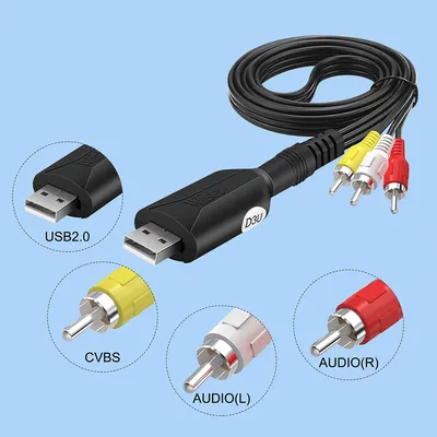 USB 2.0 Video Capture Card 3RCA to USB 2.0 Audio Video Capture Adapter Converter for VHS Box VHS VCR TV Support Win 7/8/10