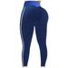 Mrat Leggings for Women High Waisted Butt Lift Yoga Pants Workout Compression Tights Scrunch Booty Leggings Textured Tights High Waist Yoga Pants Tights Blue XL