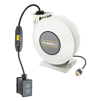 HUBBELL WIRING DEVICE-KELLEMS HBLI45123GF220M1 Cord Reel With Hand Lamp, Spring