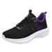 ZIZOCWA Women S Casual Sneakers Summer Breathable Mesh Flat Bottom Lace Up Running Sports Shoes Soft Sole Tennis Shoes Lightweight Purple Size40