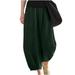 Brglopf Women s Casual Cotton Linen Baggy Pants with Elastic Waist Pleated Wide Leg Lounge Hippie Beach Harem Trousers(Green S)