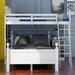 Twin Over Full Loft Bed with Ball Shape Embellishment, Solid Wood Loft Bed Frame with Cabinet & Ladder