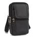 Men s PU Leather Shoulder Bags Small Mobile Phone Case Men s Belt Bag Vertical Handbag Waist Bag (Black)