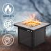 32 INCH Fire Pit Table, Propane Firepit Outdoor Gas Fire Pits Clearance, 50,000 BTU with Ceramic Tile Tabletop, Lid, Lava Rocks