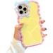 Cute Cartoon Case for iPhone 13 for Women Girls Teens Fashion Design Candy Color Case for iPhone 13 Wave Frame Phone Case Lovely Funny Case for iPhone 13 Yellow