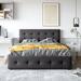 Queen Size Upholstered Platform Bed with Classic Headboard, 4 Drawers