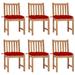 vidaXL Patio Chairs 6 pcs with Cushions Solid Teak Wood - 19.7'' x 20.9'' x 35.4''