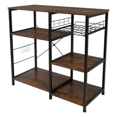 3-Tier Industrial Kitchen Bakers Rack Utility Microwave Oven Stand Storage Cart Workstation Shelf, Vintage - 35.4" x 15.7" x 33"