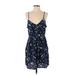 Dolce Vita Casual Dress - Mini Plunge Sleeveless: Blue Dresses - Women's Size Small