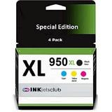 InkjetsClub HP 950XL Compatible Printer Ink Value Pack. Works with Officejet PRO 8600 8610 8620 8630 8100 8640 8660 8615 8625 251dw 271dw 276DW Printers. 4 Pack (Black Cyan Magenta Yellow)
