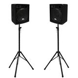 Seismic Audio Pair of 15 Compact DJ / PA Speaker Cabinets and Tripod Stands - PA/DJ Package - SA-15.2-PKG1