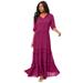 Plus Size Women's Lace Crinkle Maxi Dress by Roaman's in Berry Twist Lace (Size 30/32)