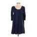 Necessary Objects Casual Dress - A-Line Scoop Neck 3/4 sleeves: Blue Print Dresses - Women's Size X-Small