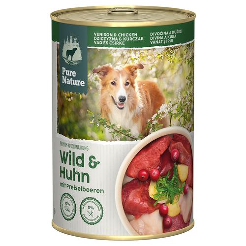 6x 400g Pure Nature Adult Wild & Huhn Hundefutter nass