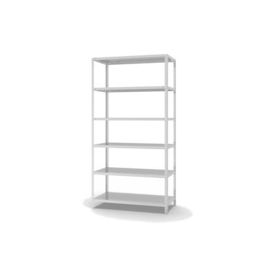 PROREGAL Fachbodenregal Schraubsystem | Grundregal | HxBxT 250x130x60cm | 6 Ebenen | Fachlast 200 kg | Beidseitig nutzbar | Lichtgrau Image