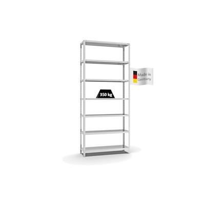 PROREGAL Fachbodenregal Schraubsystem | Grundregal | HxBxT 300x130x40cm | 7 Ebenen | Fachlast 350 kg | Beidseitig nutzbar | Lichtgrau Image