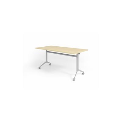 PROREGAL Klapptisch Jukka | 160x80cm | Ahorn | Stahlgestell silber | fahrbar | Arbeitshöhe 75 cm | Tischplatte um 90° kippbar Image