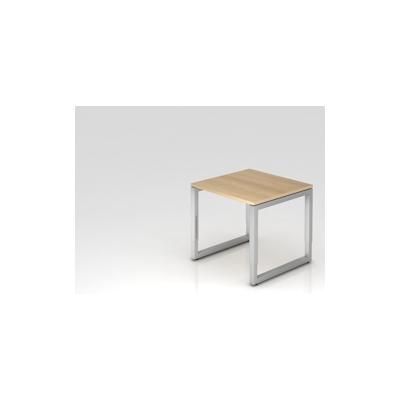 PROREGAL Schreibtisch Pavo | Eiche | Silber Gestell | BxT 80x80cm | Arbeitshöhe 65-85cm | höhenverstellbar | O-Fuß-Gestell eckig Image