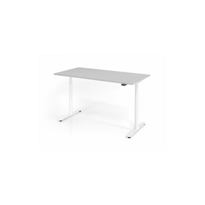 PROREGAL Sitz-Steh-Schreibtisch Rauno | Grau | Weißes GestellBxT 160x80cm | Höhe 63-127cm | elektrisch stufenlos höhenverstellbar | T-Fuß Gestell Image