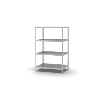 PROREGAL Fachbodenregal Schraubsystem | Grundregal | HxBxT 150x100x60cm | 4 Ebenen | Fachlast 125 kg | Beidseitig nutzbar | Lichtgrau Image