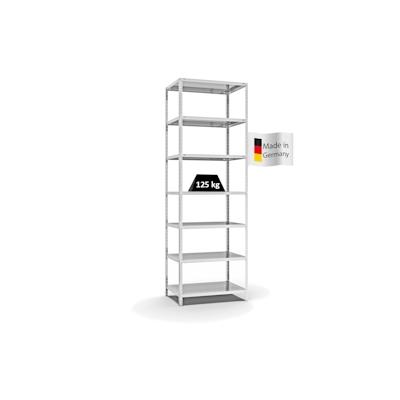 PROREGAL Fachbodenregal Schraubsystem | Grundregal | HxBxT 300x100x60cm | 7 Ebenen | Fachlast 125 kg | Beidseitig nutzbar | Lichtgrau Image