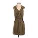 RACHEL Rachel Roy Casual Dress - Mini V Neck Sleeveless: Green Print Dresses - Women's Size 4