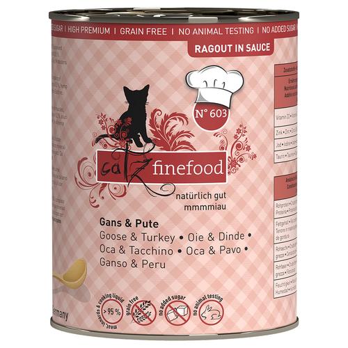 24x 380g Sparpaket catz finefood Ragout No.603 Gans & Pute Katzenfutter nass