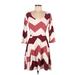 rue21 Casual Dress - A-Line Scoop Neck 3/4 sleeves: Burgundy Chevron/Herringbone Dresses - Women's Size Medium