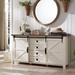 Gracie Oaks Texola 60" W Farmhouse Chest of Drawers, Bedroom Dresser w/ 4 Drawers & Sliding Barn Doors in White | Wayfair