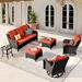 Red Barrel Studio® Tanzi 6 - Person Seating Group w/ Cushions, Wicker in Blue/Brown | 33.85 H x 72.83 W x 34.64 D in | Outdoor Furniture | Wayfair