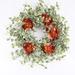 Primrue Eucalyptus Peony 26" Silk Wreath Silk in Orange/Green | 26 H x 26 W x 6 D in | Wayfair CFA92B04CE1C453EB86C1CC742D973A7