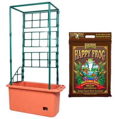 Hydrofarm 10 Gal Gardener w/4' Trellis Tower & FoxFarm Happy Frog Soil, 12 Qt - 6.5