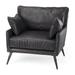 Cochrane Black Genuine Leather w/Black Iron Frame Accent Chair - 34.5L x 33.0W x 32.5H